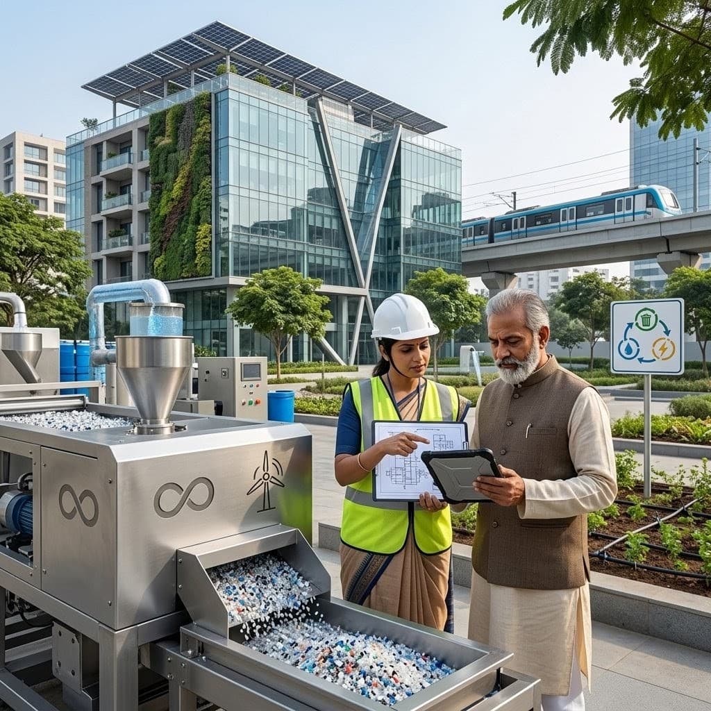 Airav Group leadership and engineers reviewing sustainable infrastructure and clean technology solutions
